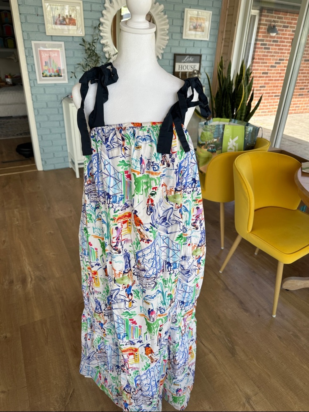 Tie-Shoulder Maxi Dress in Multicolor Print